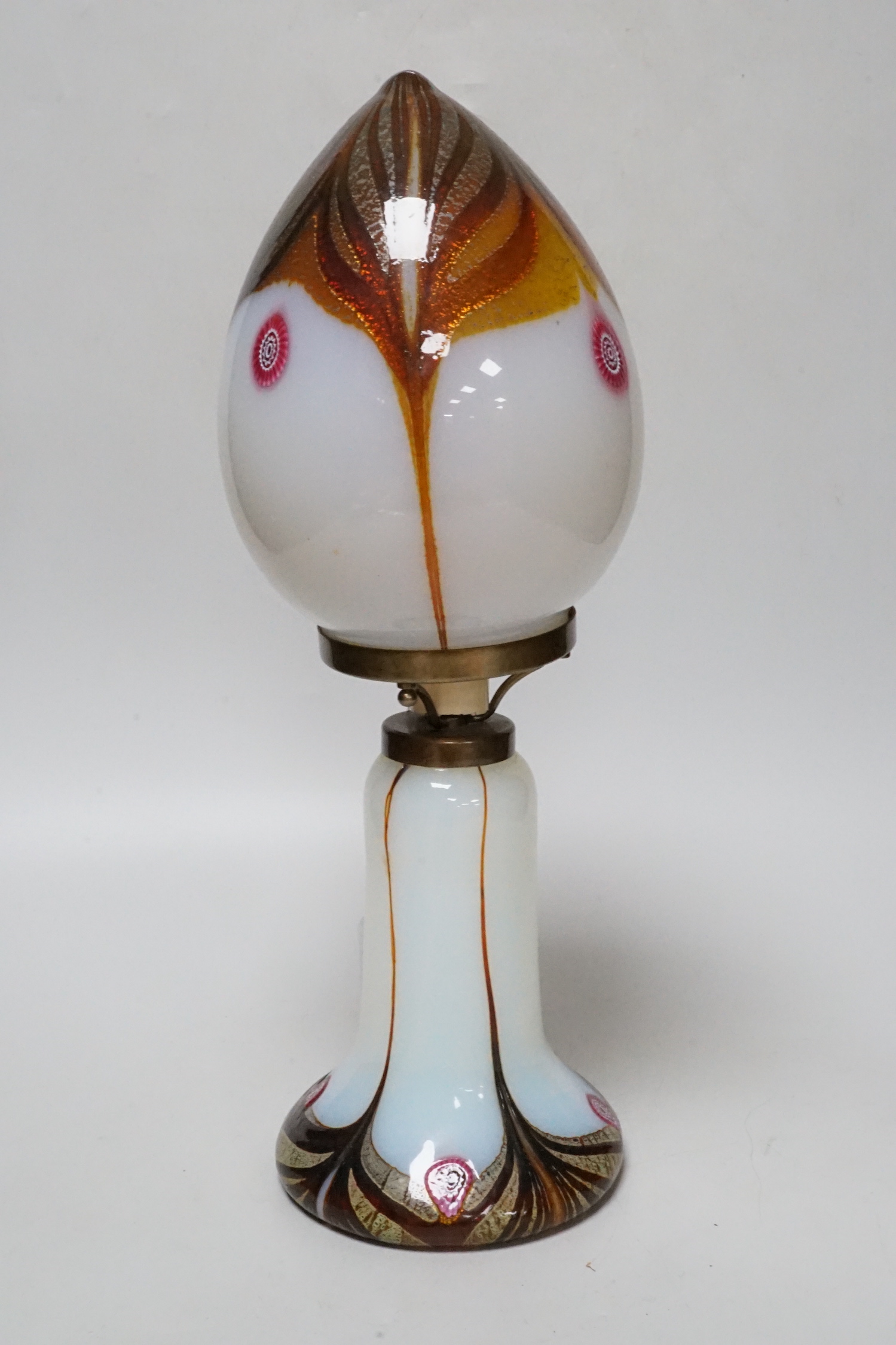 An Aldo Nason Murano glass lamp and shade, 37cm tall